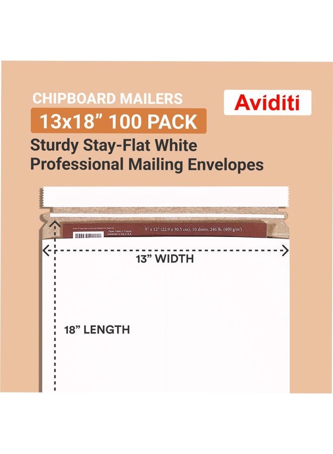 BOX USA Aviditi RM18SS Self Seal Flat Mailer, 18in Length x 13in Width, White (Case of 100) - Image 2