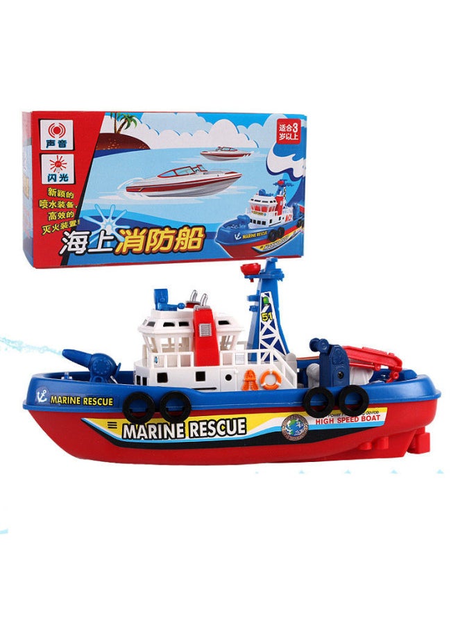 Generic - Hot Sale Electric Patrol Boat Lights Can Be Driven On Water Stall Hot Sale Model Bath Toys-Color:0619D Marine Fire Boat - Image 1