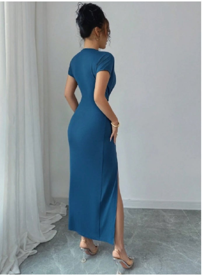 Shein SHEIN Elegant High Waisted Pleated Hem Fitted Sheath Dress, Suitable For Work  - Image 2