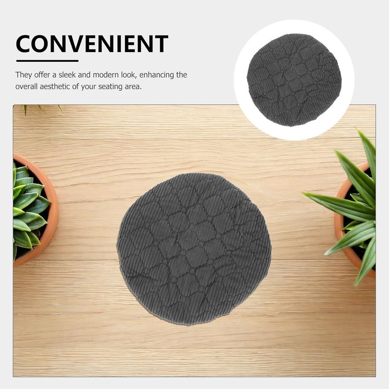 Uonlytech Stool Cushion Covers Elastic Seat Pads Soft Gray Corduroy Slipcovers Non-Slip Round Bar Stool Seat Covers for Home Dining Room and Restaurant Use - Image 3