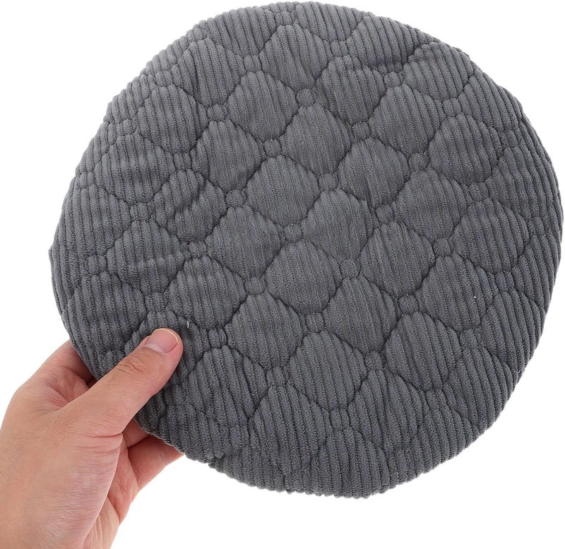 Uonlytech Stool Cushion Covers Elastic Seat Pads Soft Gray Corduroy Slipcovers Non-Slip Round Bar Stool Seat Covers for Home Dining Room and Restaurant Use - Image 4
