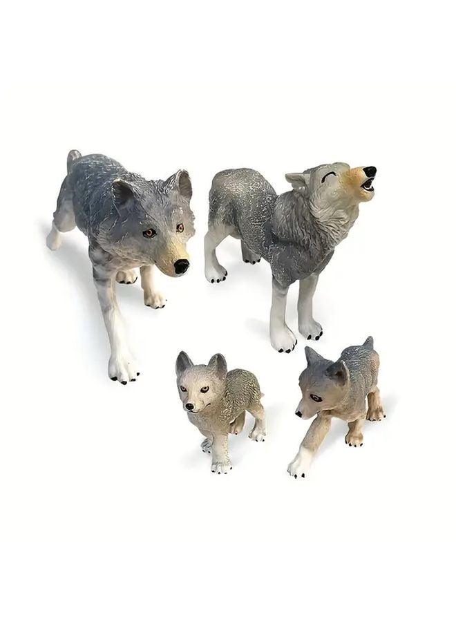 4 قطع نماذج ذئاب لعبة حيوانية بدلة ذئب محاكاة صلبة - Image 1