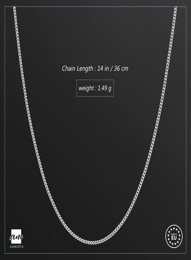 Amberta Children 925 Sterling Silver Chain Necklace (14 inch - 4 to 12 Years Old): Silver 1.3mm Curb Chain - Image 2