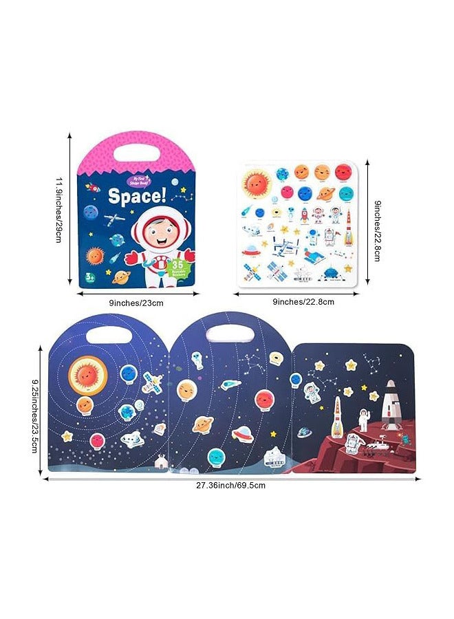 Portable Jelly Stickers Book - Space - 35 Reusable Jelly Stickers for Toddler kids girls and boys - Image 3