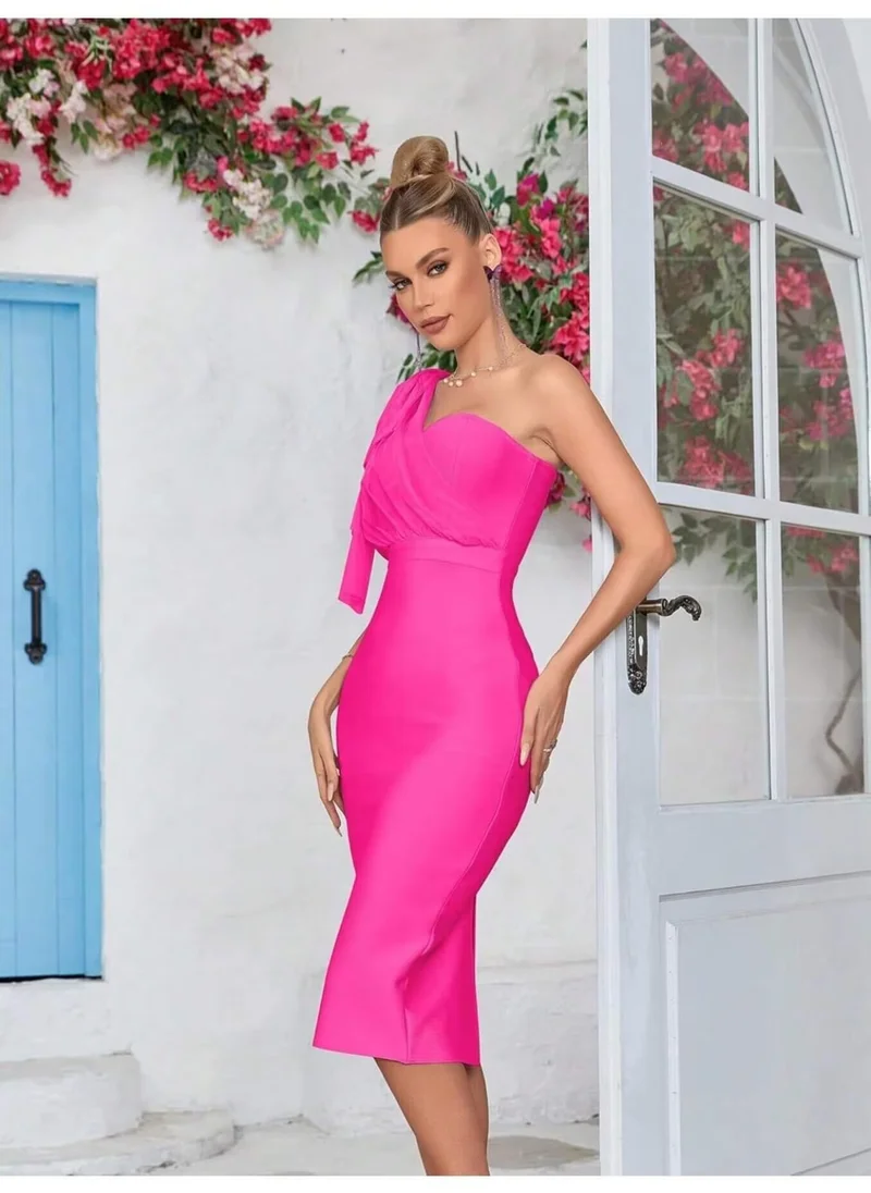 مدام يونيك Women's bone scarf, with a bow in a mini skirt for graduation, Rose dress for party