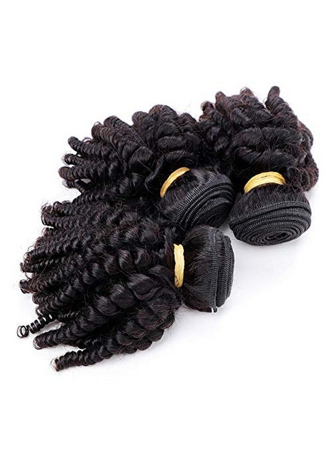 VIOLET Brazilian Funmi Human Hair Bundles 8 10 12In, Afro Kinky Curly Hair Bundles Short Curly Weave, Unprocessed Brazilian Virgin Human Hair Bouncy Curl Extensions (8" 10" 12", Natural Black) - Image 3