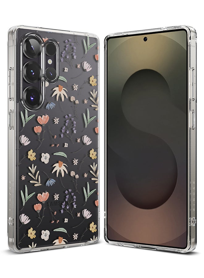 Ringke Fusion Design For Samsung Galaxy S25 Ultra Case Cover Transparent PC Back Flexible TPU Bumper Scratch Resistant Shockproof Phone Cover - Dry Flowers - Image 1