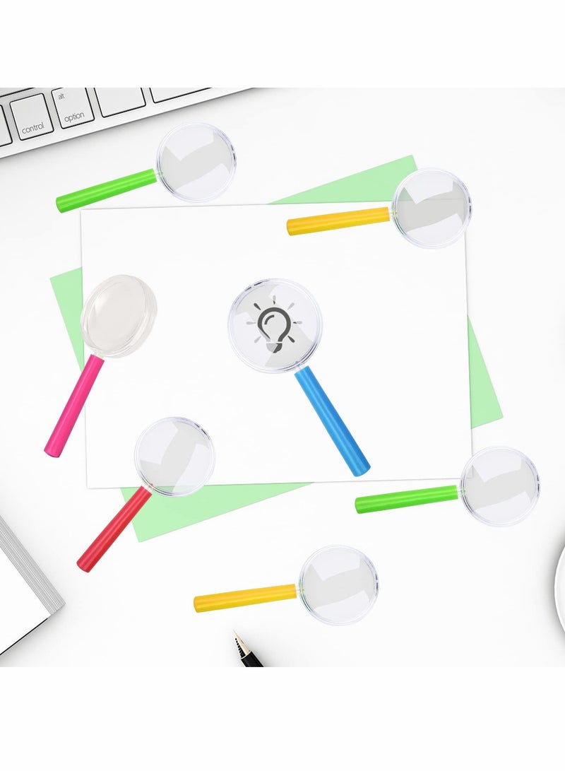 12 PCS Magnifying Glasses with Colorful Handle, Kids Portable Handheld Magnifier Toy, Party Bags Fillers for Reading Exploring Hobbies and Observation（Random Color） - Image 2