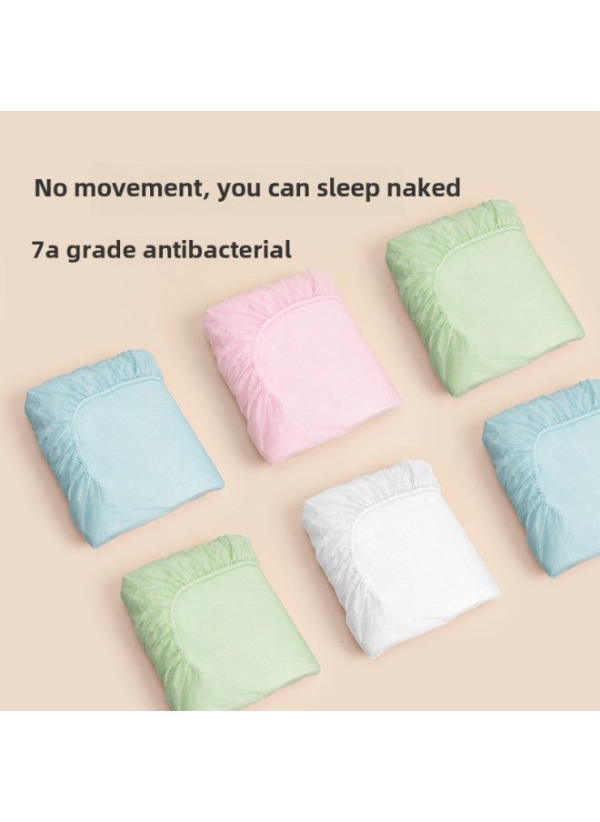 Generic Disposable Bed Sheet Quilt Cover Pillowcase Bed Hat Double Four-piece Set Travel Hotel Dirty-separated Sterilized Non-washable Bedding-Color:Sky Blue-Specifications:Four-piece Set  - Image 3