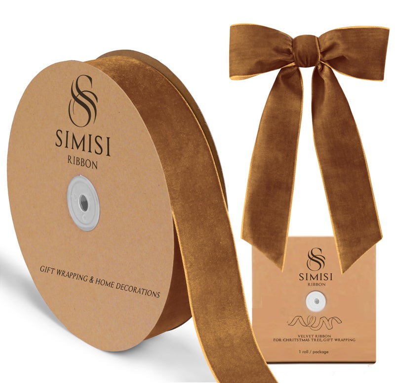 SIMISI RIBBON Copper Velvet Ribbon 1.5'' 25 Yards for Christmas Tree, Gift Wrapping, Flower Bouquet, Wreath Decorations, Bow Making - Image 1