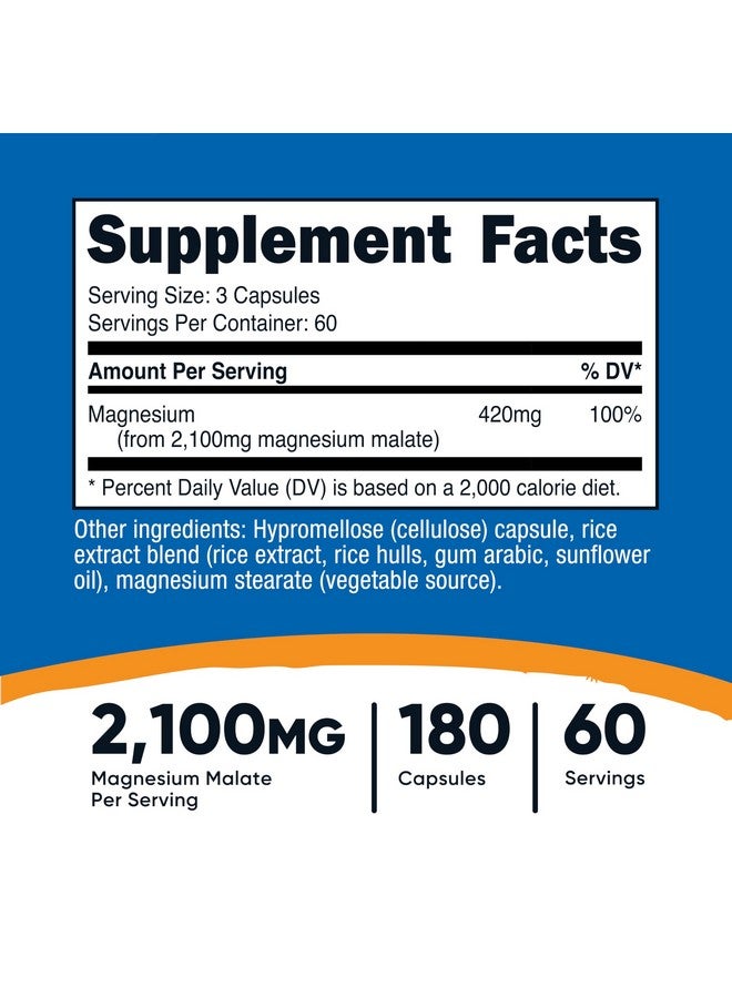 Nutricost Magnesium Malate 2,100mg, 180 Capsules - Vegetarian, Non-GMO, Gluten Free - Image 2