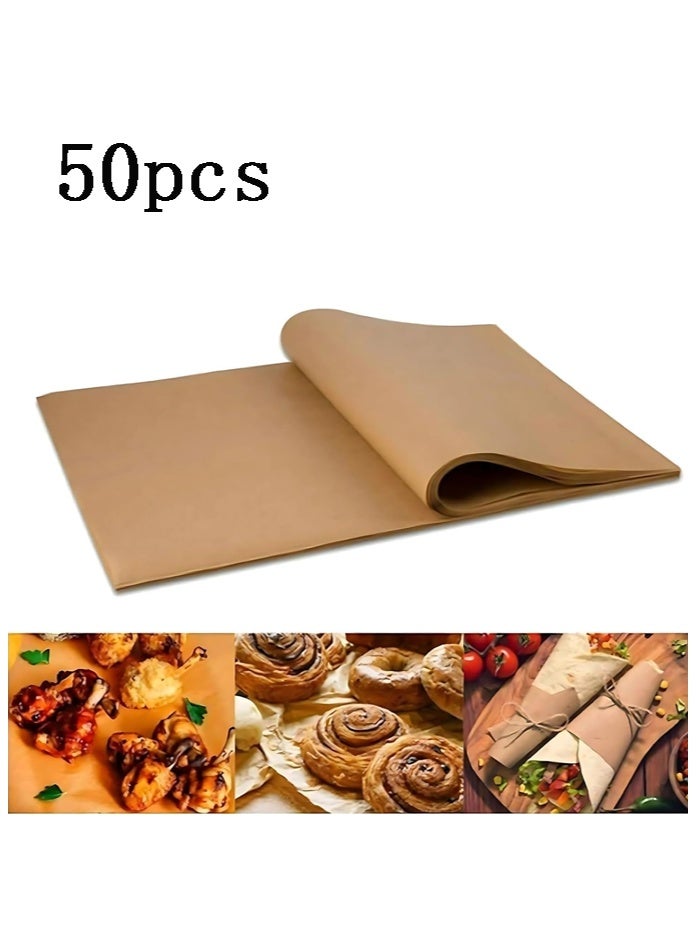 هومستر 50 ورقة زبدة الخبز البنية - 23x33 سم غير لاصقة للفرن والقلاية الهوائية، مثالية للشواء والخبز - Image 1