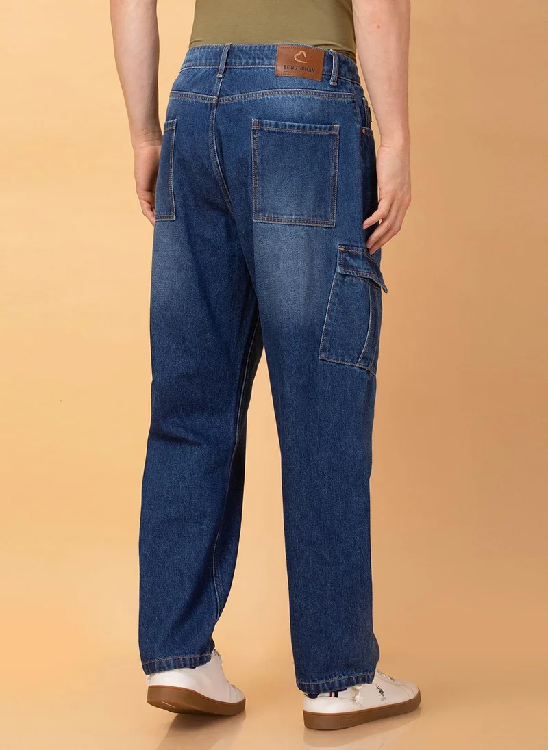 Being Human DARK TONE Men Low Distress Light Fade Jeans for Men | Best Price UAE