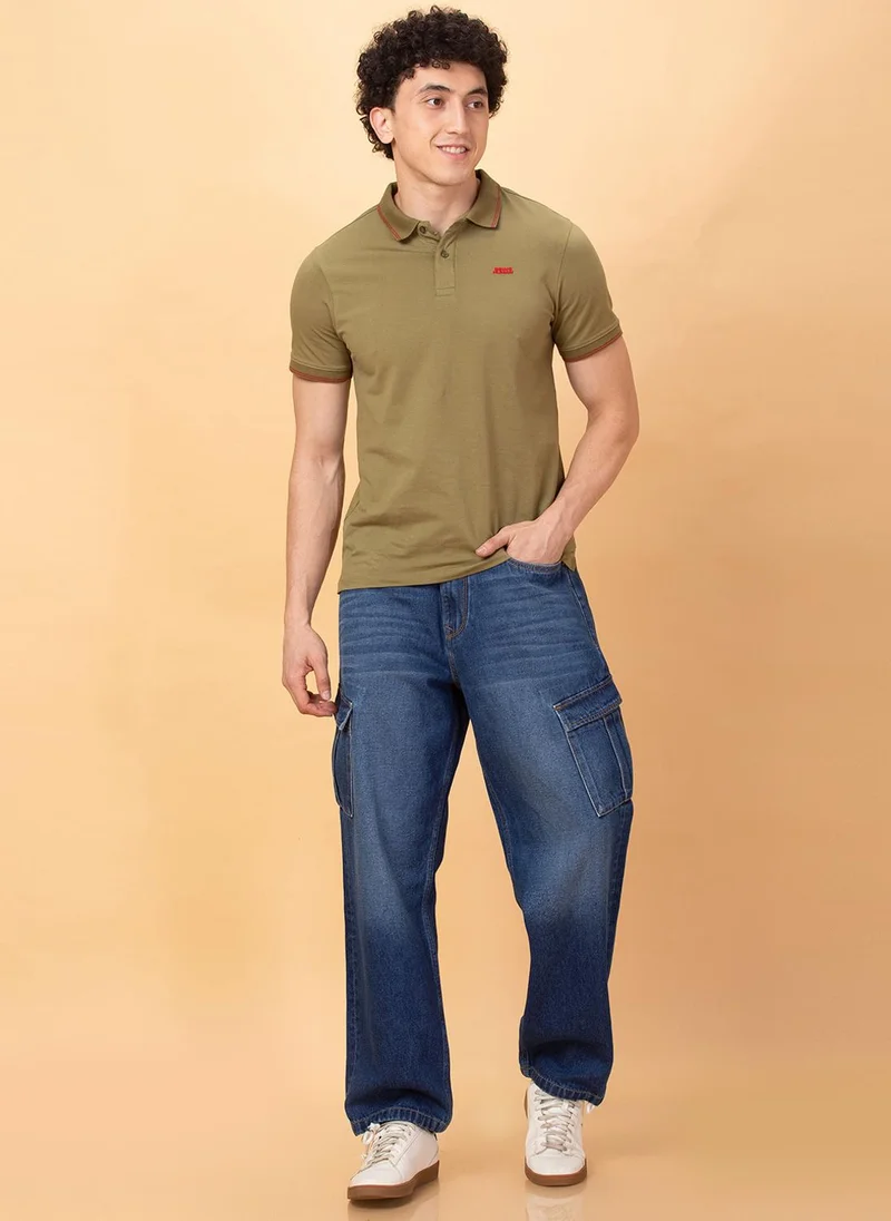 Being Human DARK TONE Men Low Distress Light Fade Jeans for Men | Best Price UAE
