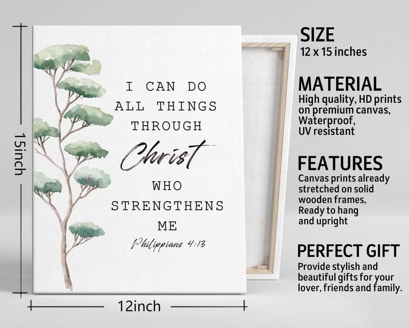 WKYAER I Can Do All Things Through Christ Canvas Wall Art - Image 3