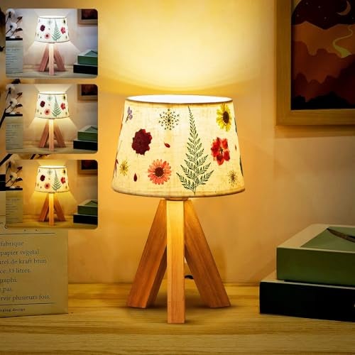 Hortsun Pressed Floral Lamp Bedside Vintage Flower Desk Lamp for Bedroom Living Room, Dorm, Home, Office Decor(1 Pcs,Triangle Style) - Image 1