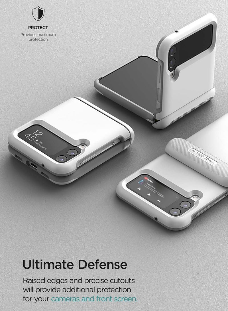 VRS Design Terra Guard Modern [Hinge Protection] for Samsung Galaxy Z Flip 4 Case Cover (2022) - White  - Image 4