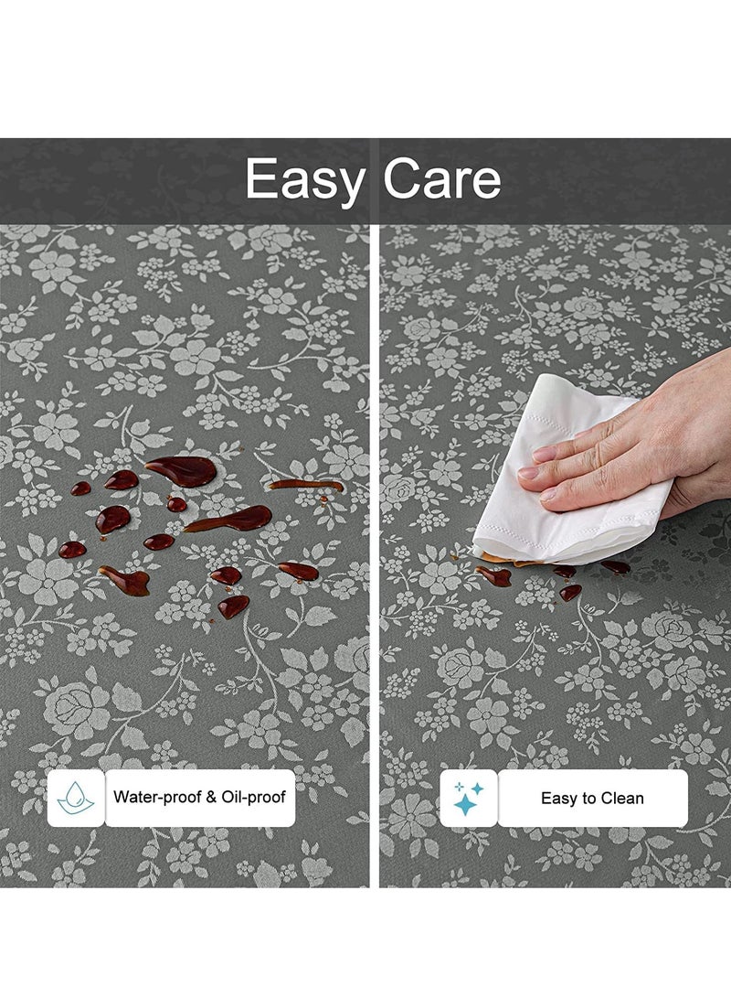 SOLARAE Round Tablecloth Waterproof Vinyl Tablecloth Round Heavy Duty Table Cloth Wipeable Table Cover for Kitchen and Dining Room Indoor Outdoor Party Wedding Grey 60" Round - Image 4