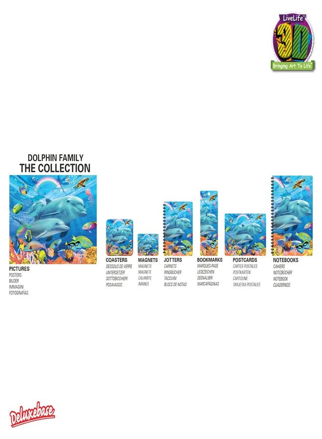 3D LiveLife Jotter - Dolphin Family from Deluxebase. Spiral Bound A6 5.5x4in Small Notebook with 80 Plain Recycled Pages. Pocket Sized Animal Notepad, Journal or Drawing Book with Ocean Cover - Image 3