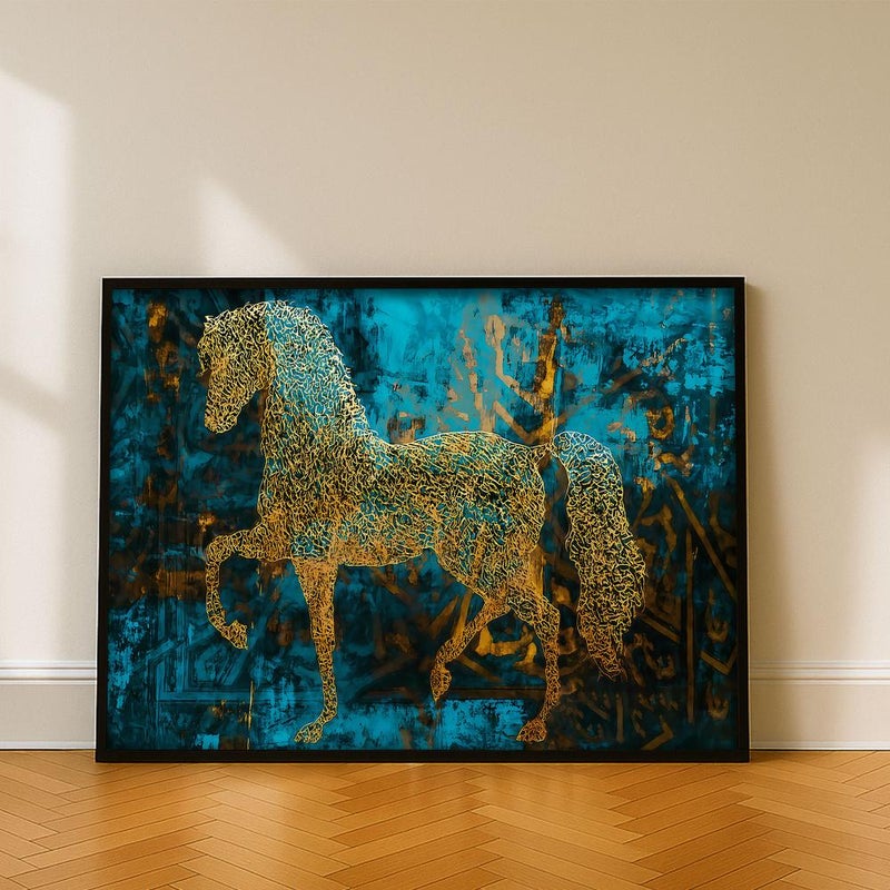 Marktna One piece, canvas print of a horse design with a hollow frame, measuring (90×60). - Image 1