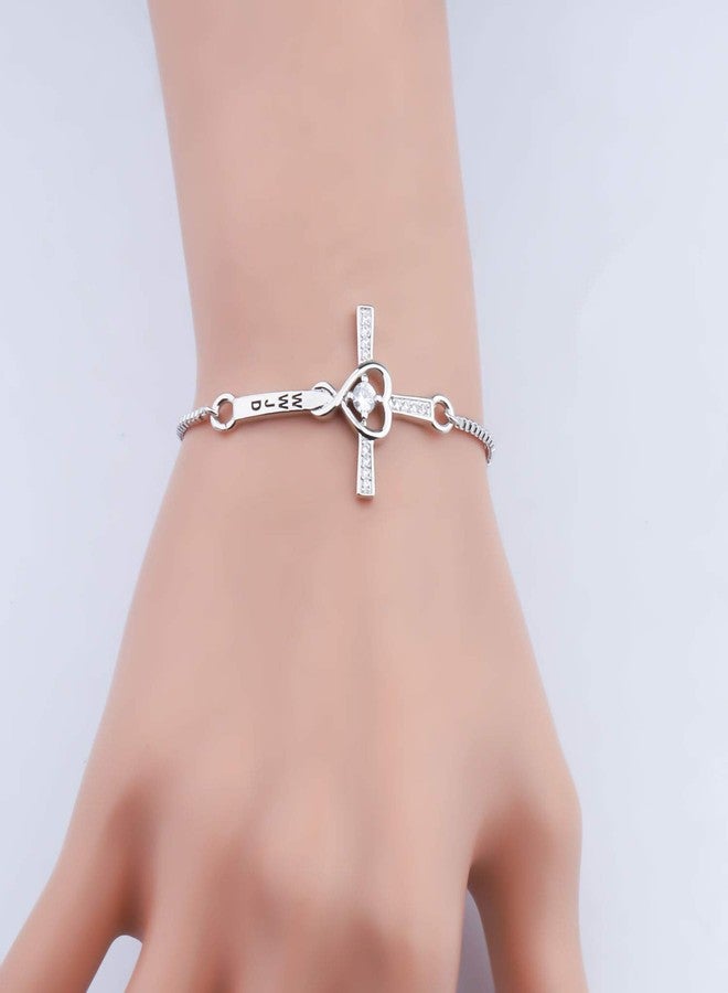 ميوسبارك سوار MYOSPARK WWJD المسيحي على شكل قلب الحب اللانهائي وصليب الله، مجوهرات دينية، هدية معمودية (سوار سلسلة WWJD صغير) - Image 4
