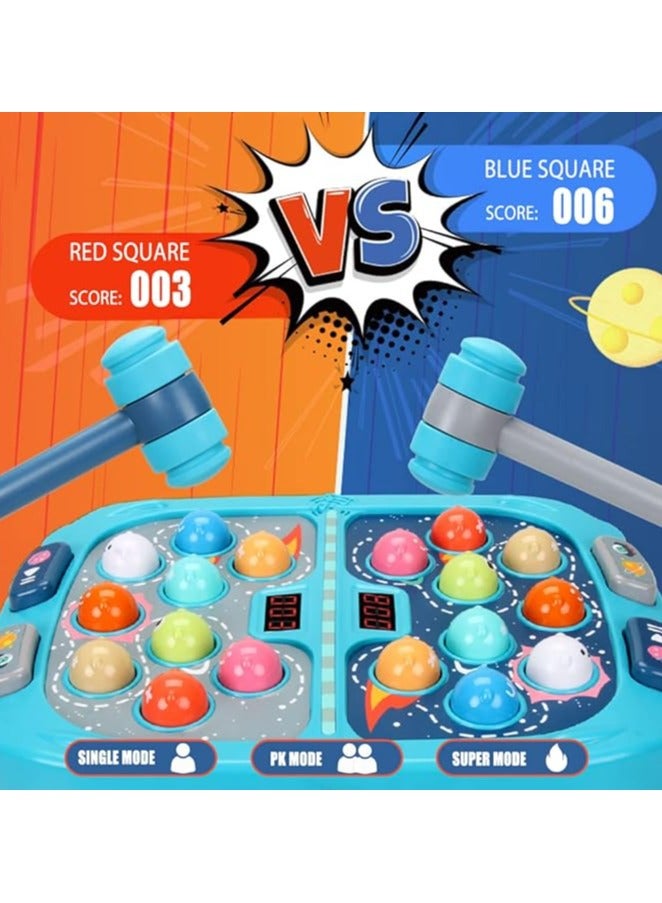 لعبة Whack A Mole للأطفال الصغار، لعبة القصف للأطفال من سن 3 إلى 8 سنوات فما فوق، ألعاب تعليمية تفاعلية مع الصوت والضوء، وضع PK مع مطرقتين (1) - Image 3