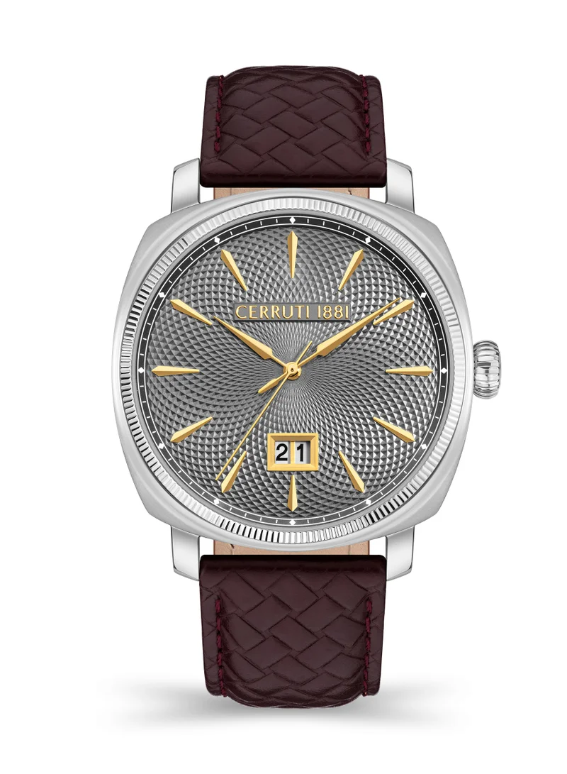 شيروتي 1881 Positano Men’s Stainless Steel Grey Dial Burgundy Strap Watch