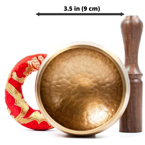 HIMALAYAN BAZAAR Tibetan Singing Bowl Set - Easy To Play for Beginners - Authentic Handcrafted Mindfulness Meditation Holistic Sound 7 Chakra Healing Gift by Himalayan Bazaar (3.5") - Image 5