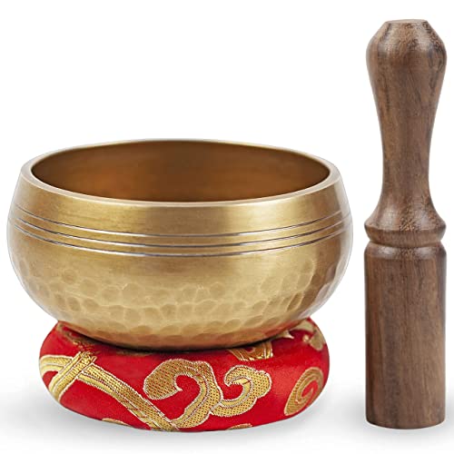 HIMALAYAN BAZAAR Tibetan Singing Bowl Set - Easy To Play for Beginners - Authentic Handcrafted Mindfulness Meditation Holistic Sound 7 Chakra Healing Gift by Himalayan Bazaar (3.5") - Image 1