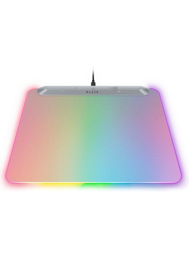 جايمنغ Razer Firefly V2 Pro RGB Gaming Mouse Pad, Full Backlit Illuminated Surface, Micro-textured, Integrated USB 2.0 Port, Detachable USB Type C Cable, Phantom White | RZ02-04920400-R3M1 - Image 1