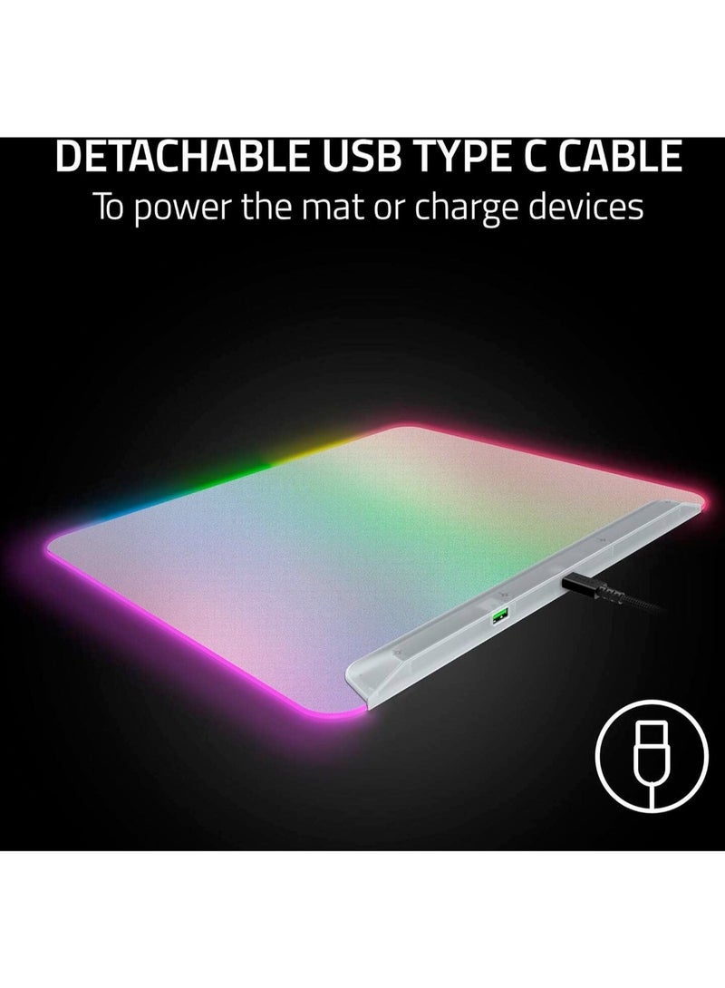 جايمنغ Razer Firefly V2 Pro RGB Gaming Mouse Pad, Full Backlit Illuminated Surface, Micro-textured, Integrated USB 2.0 Port, Detachable USB Type C Cable, Phantom White | RZ02-04920400-R3M1 - Image 5