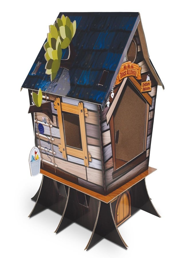 HAPPY CAT HappyCat Tree House Cat Scratcher House - Natural-Themed Cardboard Cat Playhouse, Scratch Panels, Spacious Interior & Scratch Surfaces - Sturdy Indoor Cat Activity Center - Image 1