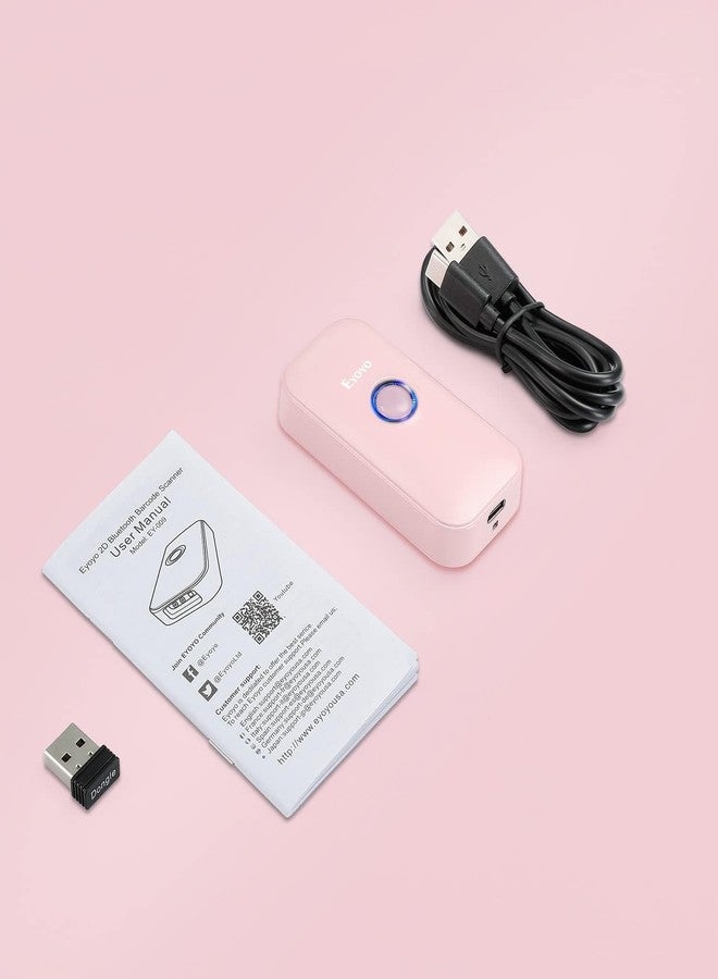 Eyoyo1D Mini Bluetooth Barcode Scanner, 3-in-1 Bluetooth & USB Wired & 2.4G Wireless Barcode Reader Portable Bar Code Scanning Work with Computers, Android, iOS, Tablets or Windows(Pink) - Image 5
