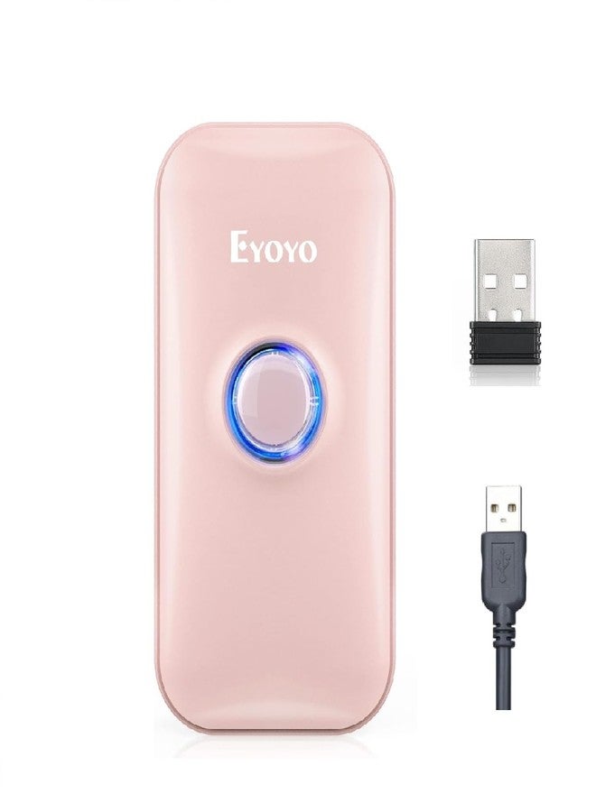 Eyoyo1D Mini Bluetooth Barcode Scanner, 3-in-1 Bluetooth & USB Wired & 2.4G Wireless Barcode Reader Portable Bar Code Scanning Work with Computers, Android, iOS, Tablets or Windows(Pink) - Image 1