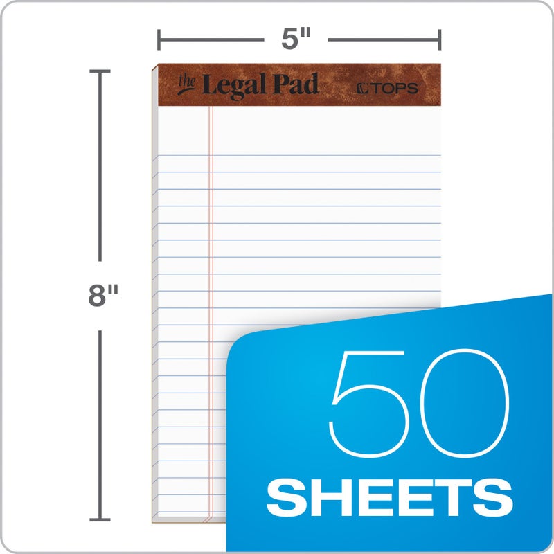 TOPS 5 x 8 Legal Pads, 12 Pack, The Legal Pad Brand, Narrow Ruled, White Paper, 50 Sheets Per Writing Pad, Made in the USA (7500) - Image 2