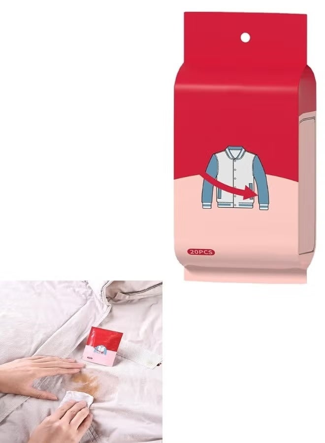 Wet Wipes for Clothes, Wet Wipes for Laundry Stain Removal, Portable Wet Wipes for Emergency Stain Removal, 20 Pieces - Image 1