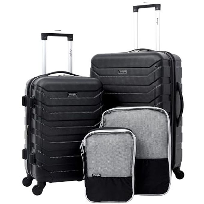 Wrangler 4 Piece Miami Luggage And Packing Cubes Set, Black - Image 1