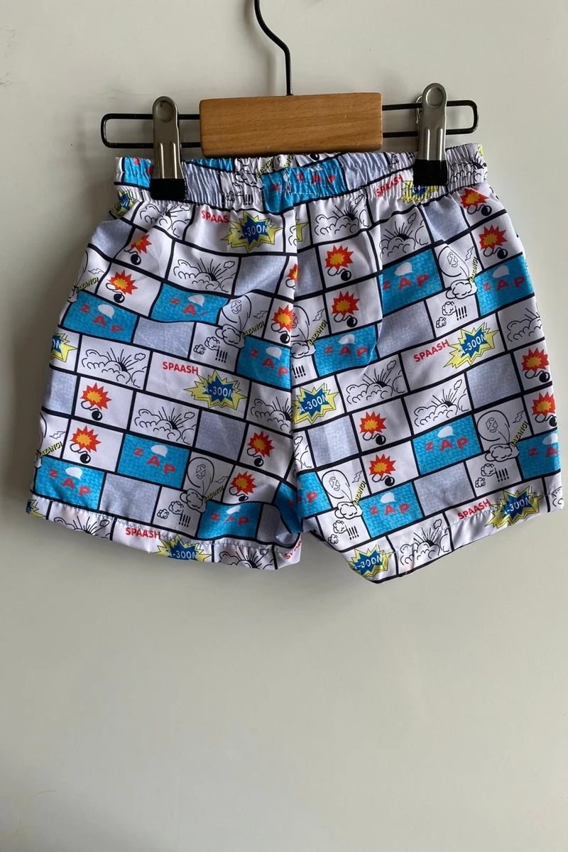 بوديوم جييم Podium Clothing New Season Kids Men's Zap Patterned Quick Drying Mesh Shorts Swimsuit