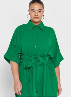 Ginger Plus Belted Asymmetrical Hem Shirt Dress  - Image 3