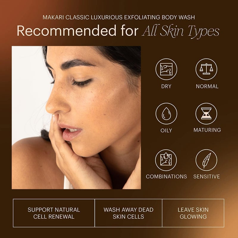 Makari Classic Luxurious Exfoliating Body Wash (500 ml) | Brightening & Exfoliating Body Cleanser | Removes Dead Skin Cells & Unclogs Pores | Recommended for All Skin Types - Image 5