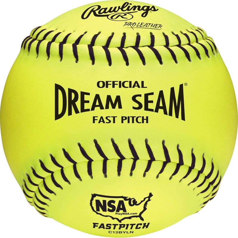 | Official DREAM SEAM Fastpitch Softballs | NSA | 12" Pro Leather Cover | C12BYLN | 12 Count