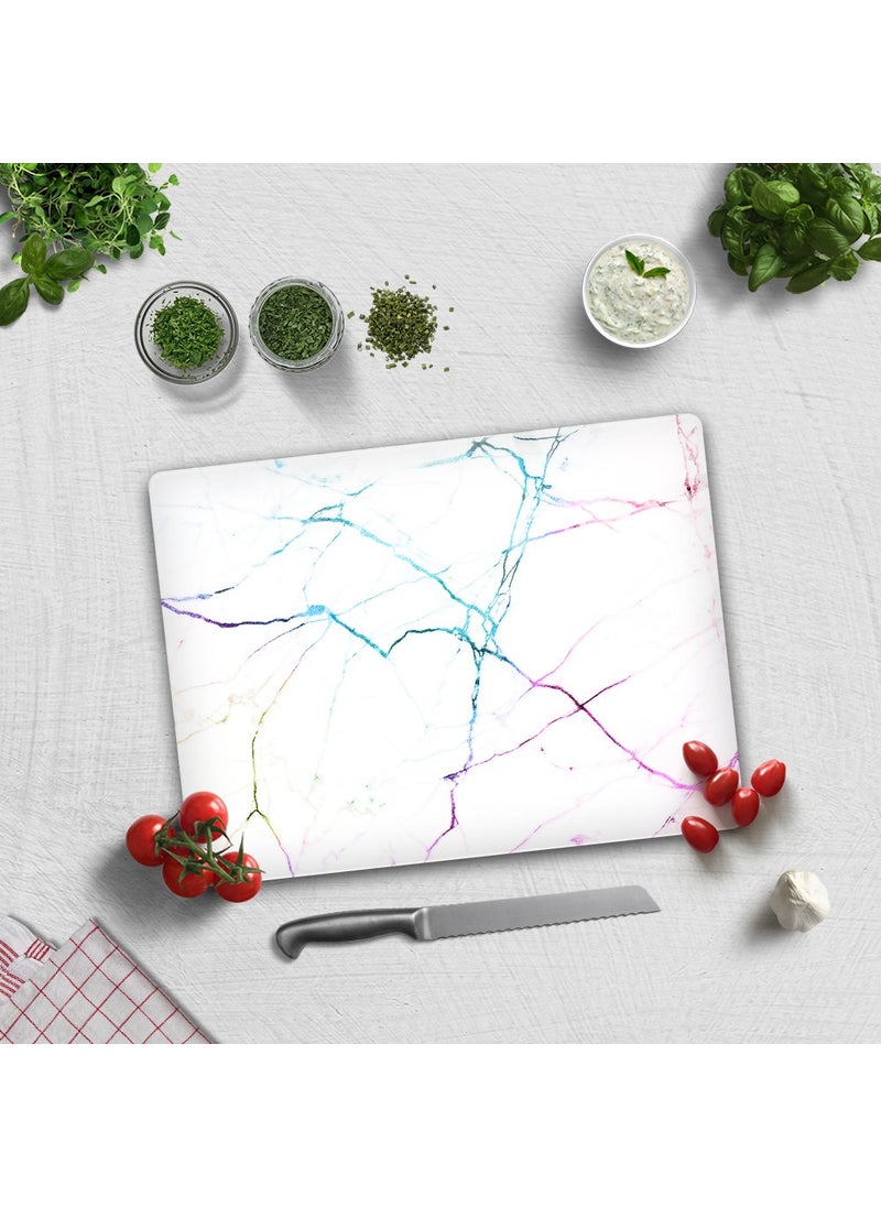 DECORITA Glass Cutting Board - Glass Cutting Table | Colored White Marble | 30cmx40cm  - Image 1