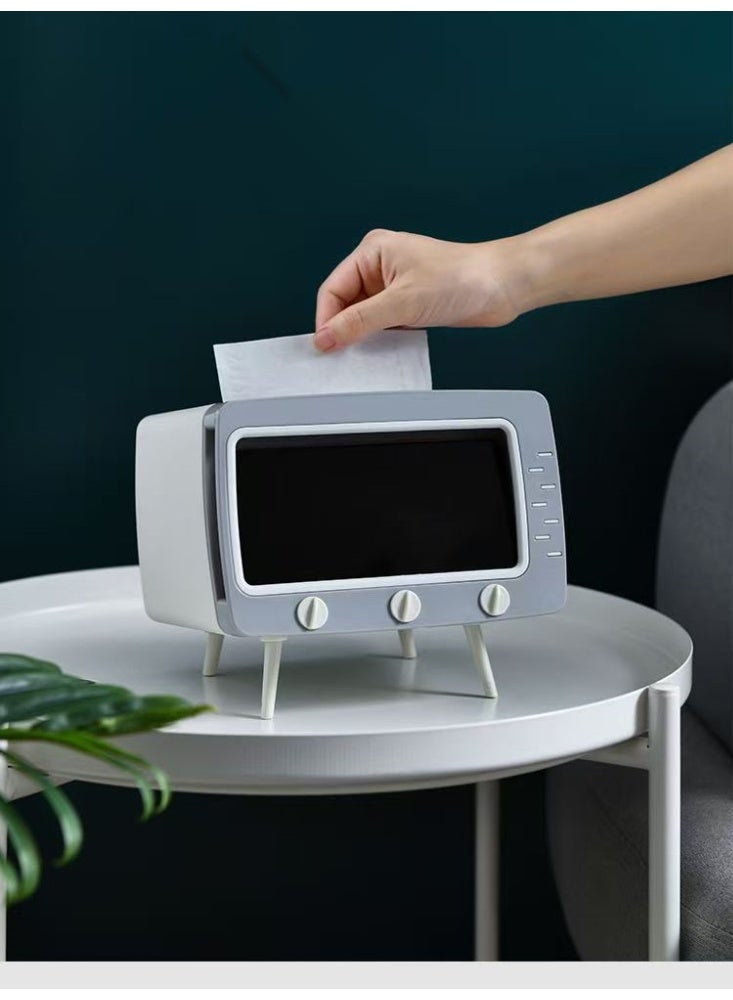 تلفزيون شكل صندوق الأنسجة منظم تخزين متعدد الوظائف لغرفة المعيشة حمام سطح المكتب النموذج الشمالي حامل الهاتف موزع - Image 1