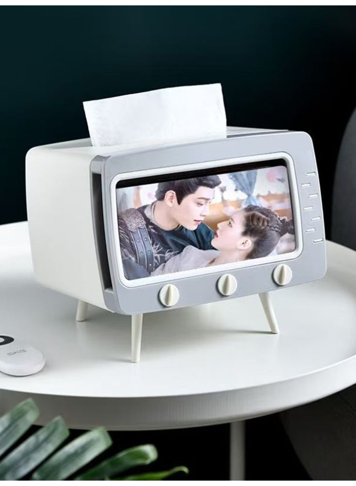 تلفزيون شكل صندوق الأنسجة منظم تخزين متعدد الوظائف لغرفة المعيشة حمام سطح المكتب النموذج الشمالي حامل الهاتف موزع - Image 4