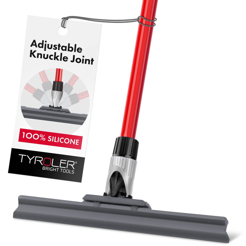 Tyroler Wet Room Floor Squeegee Heavy Duty  30cm Head 100 Silicone  4Part 140cm Long Handle Squeegee  Perfect Bathroom Squeegee  Shower Squeegee  Ideal for Any Surface  Squeegee Mop for Floors