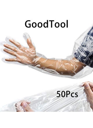 50 Pack Disposable Waterproof Long Arm Glove with Elastic Cuff Household Cleaning Gloves Thick for Kitchen Dishwashing Food Handling Vegetable Washing Gloves - pzsku/Z50469E68FA4C74031A45Z/45/_/1729928171/8114856b-2a2d-429c-bc72-97e726a55063