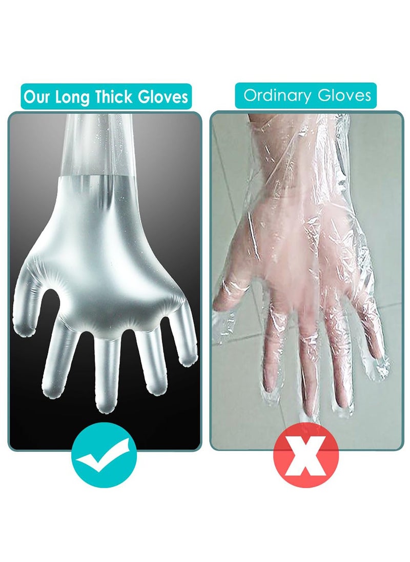 GoodTool - 50 Pack Disposable Waterproof Long Arm Glove with Elastic Cuff Household Cleaning Gloves Thick for Kitchen Dishwashing Food Handling Vegetable Washing Gloves - Image 1