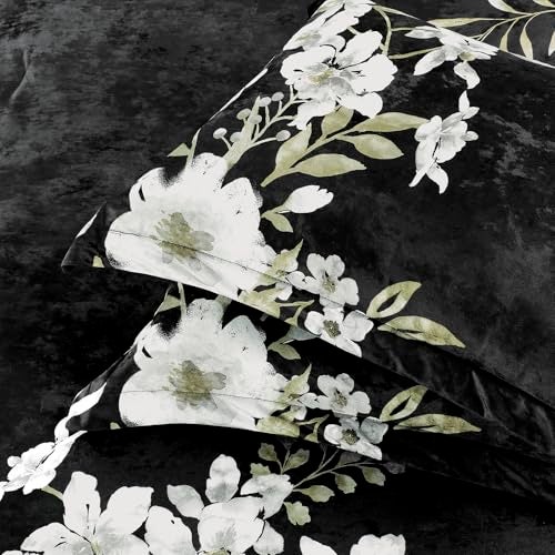 Sunshine Nicole Reversible Comforter Set, Printed Distressed Velvet Front and Sold Distressed Velvet Reverse, 3 Pieces Black Queen, with Soft Polyester Fill - Image 4