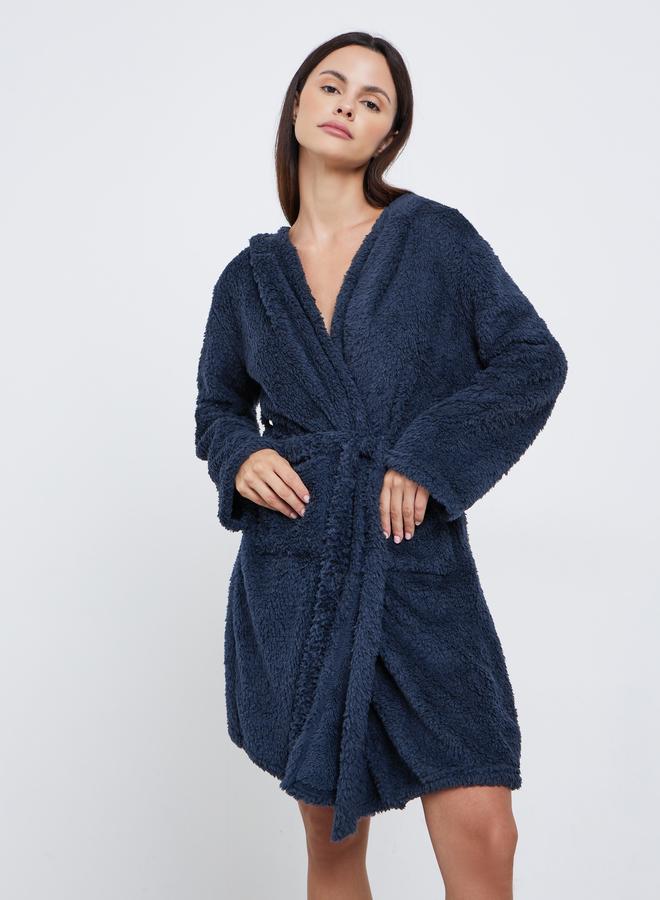 Styli Unwind Bear Ears Hooded Fleece Pocket Robe - Image 2