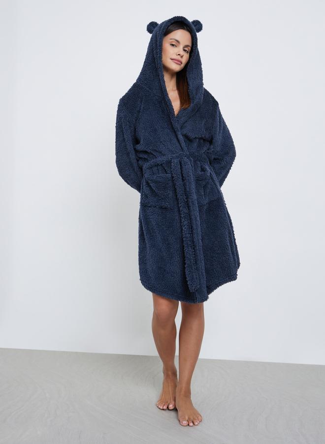 Styli Unwind Bear Ears Hooded Fleece Pocket Robe - Image 1